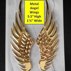New Pair of Gold Metal Angel Wing Emblems
